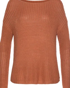 Pullover|LASCANA Rundhalspullover rostorange