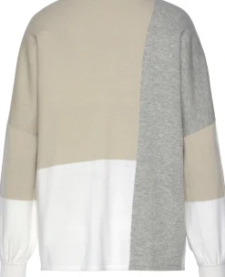 Strandmode|Pullover|LASCANA Rundhalspullover grau-meliert-creme-beige