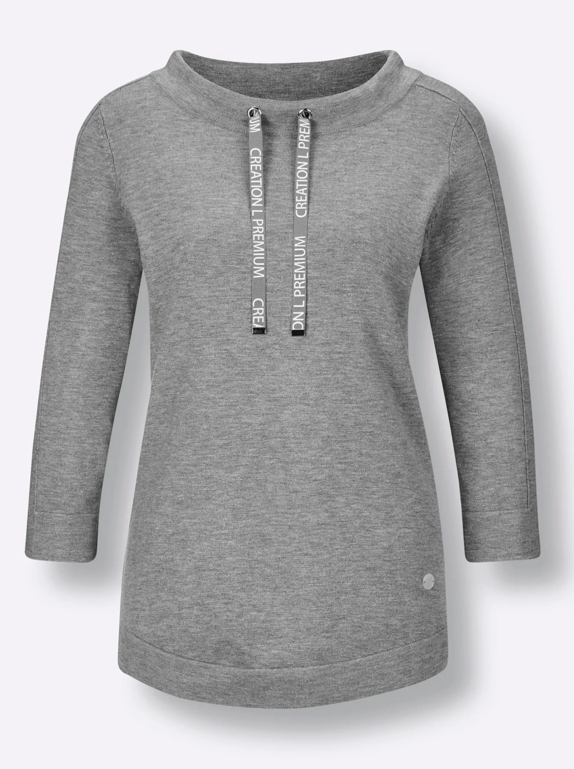 Pullover|CREATION L PREMIUM Rundhalspullover steingrau-meliert