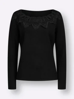 Pullover| Rundhalspullover schwarz