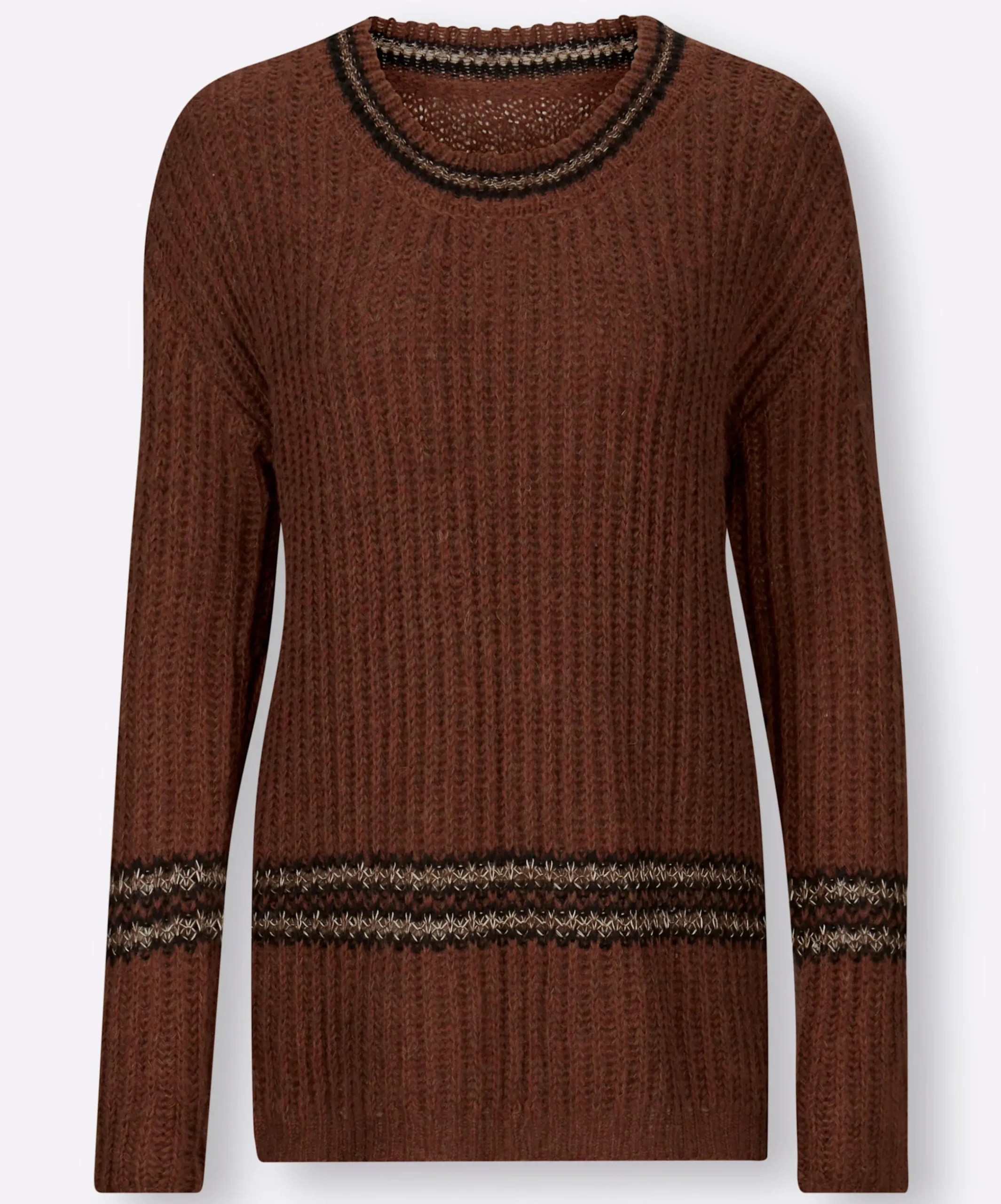 Pullover|heine Rundhalspullover braun-schoko-meliert
