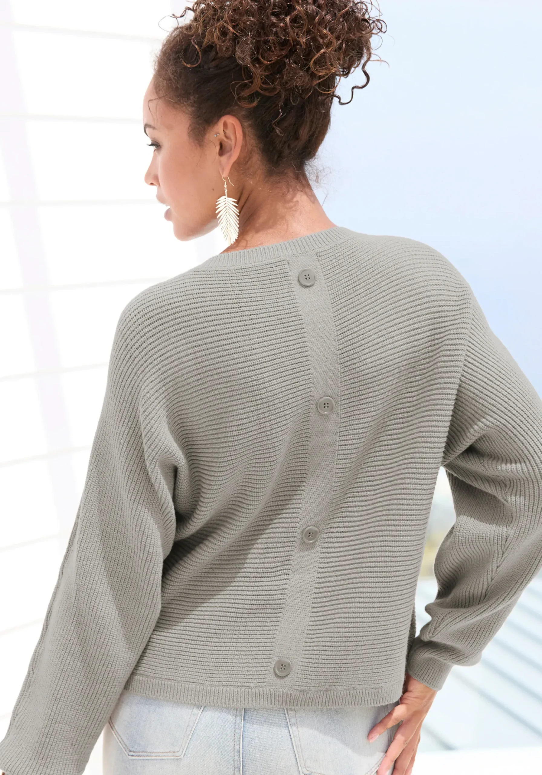 Pullover|LASCANA Rundhalspullover graumeliert