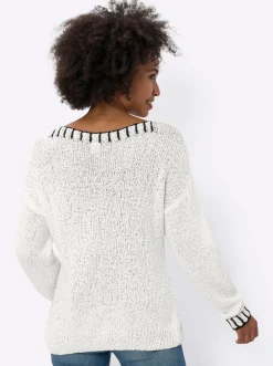 Pullover|heine Rundhalspullover ecru-schwarz