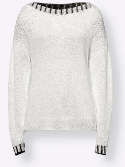 Pullover|heine Rundhalspullover ecru-schwarz