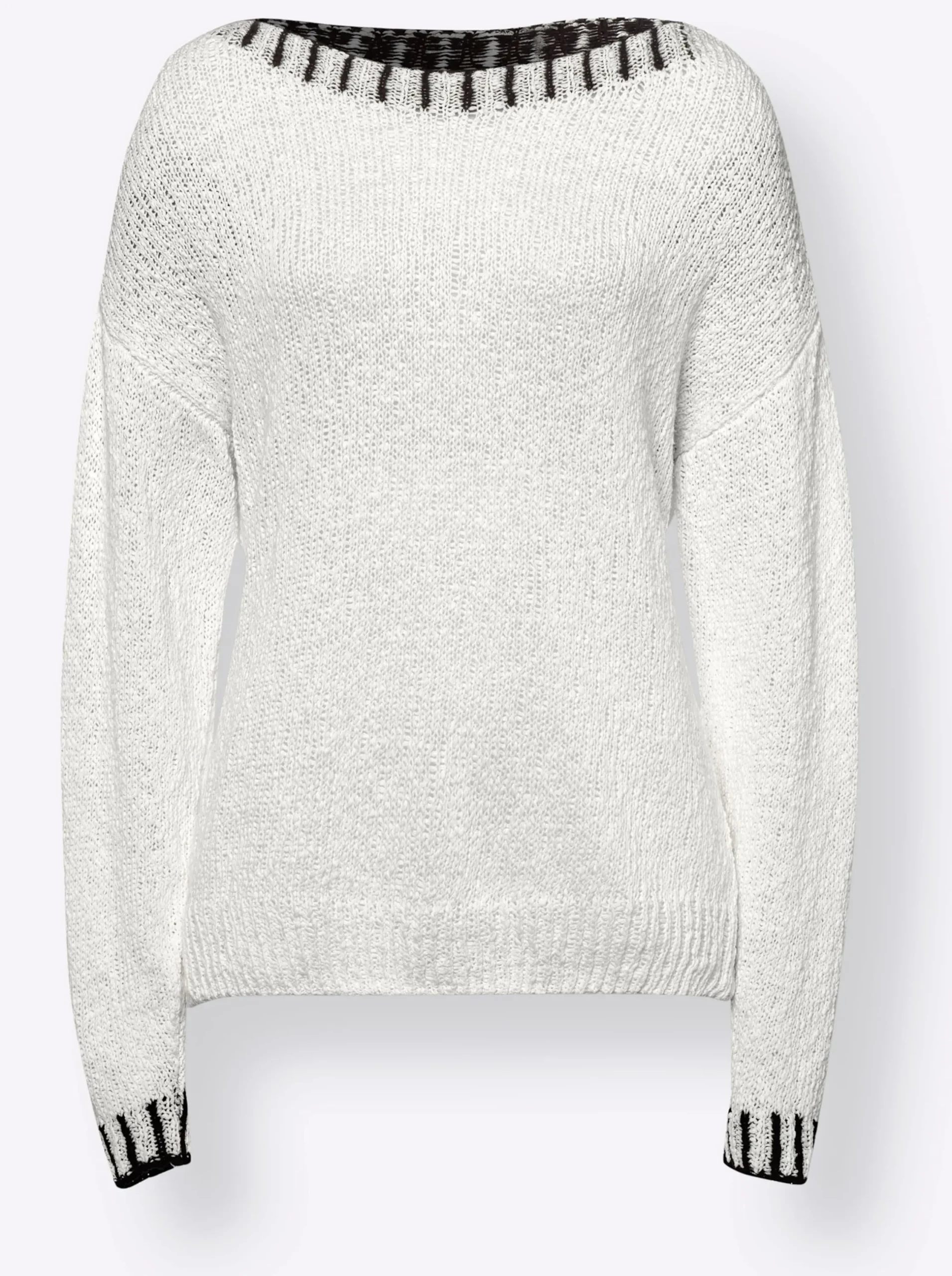 Pullover|heine Rundhalspullover ecru-schwarz