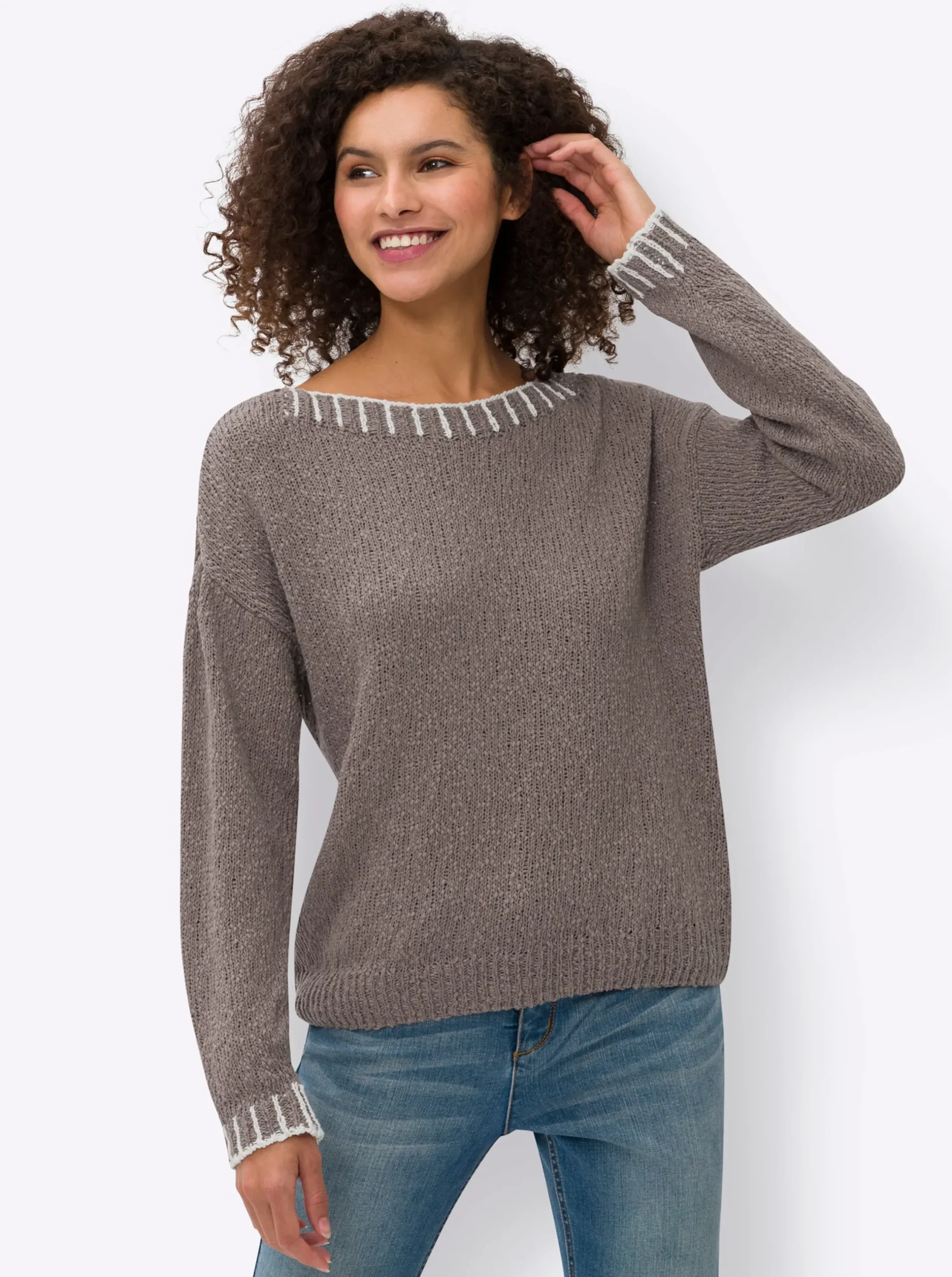 Pullover|heine Rundhalspullover taupe