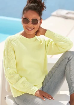 Pullover|LASCANA Rundhalspullover limone