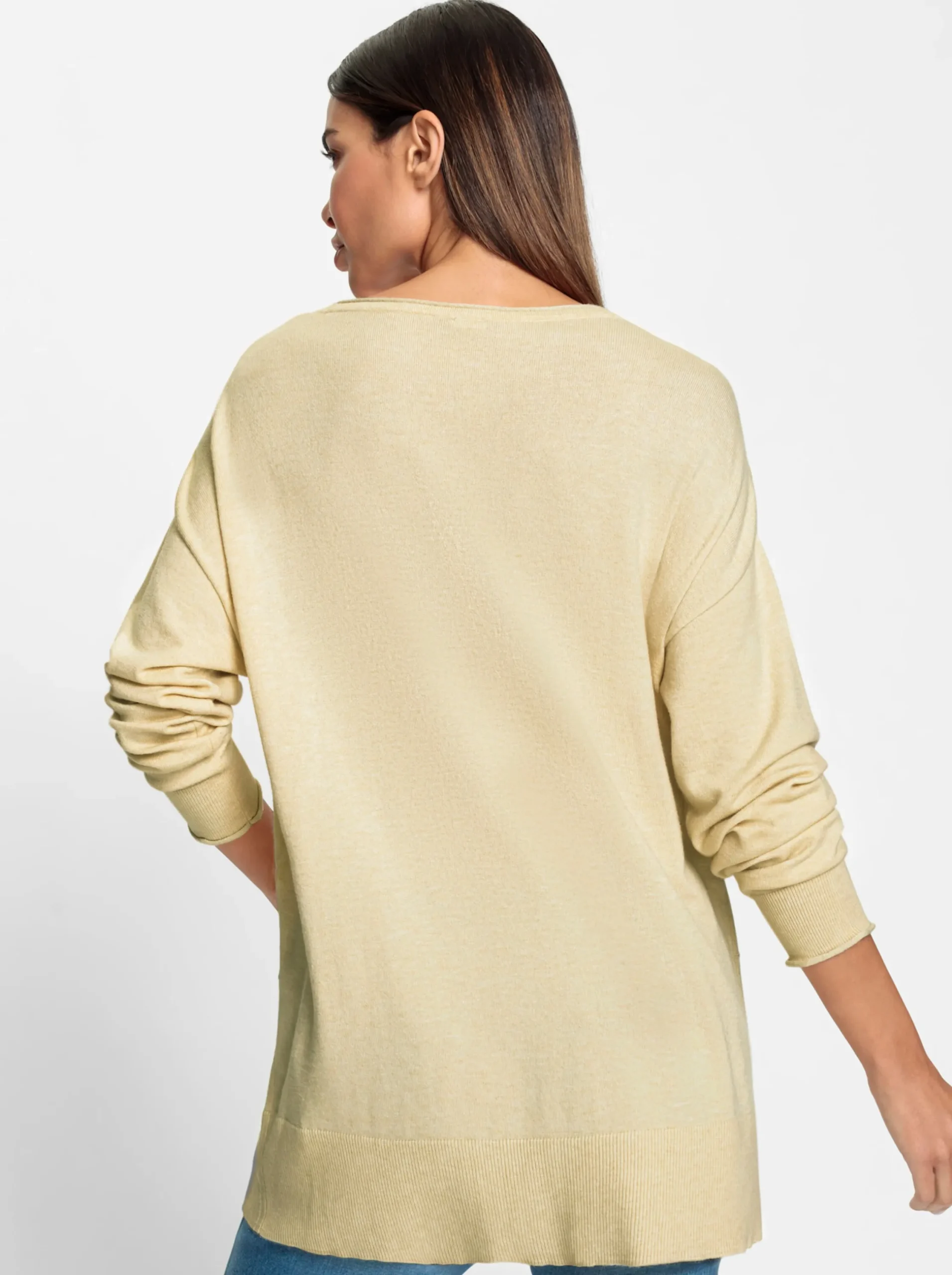 Pullover|heine Rundhalspullover vanille-ecru-meliert