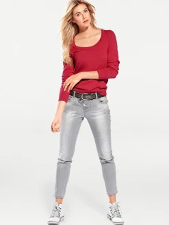 Basics|Pullover|heine Rundhalspullover aus Feinstrick rot