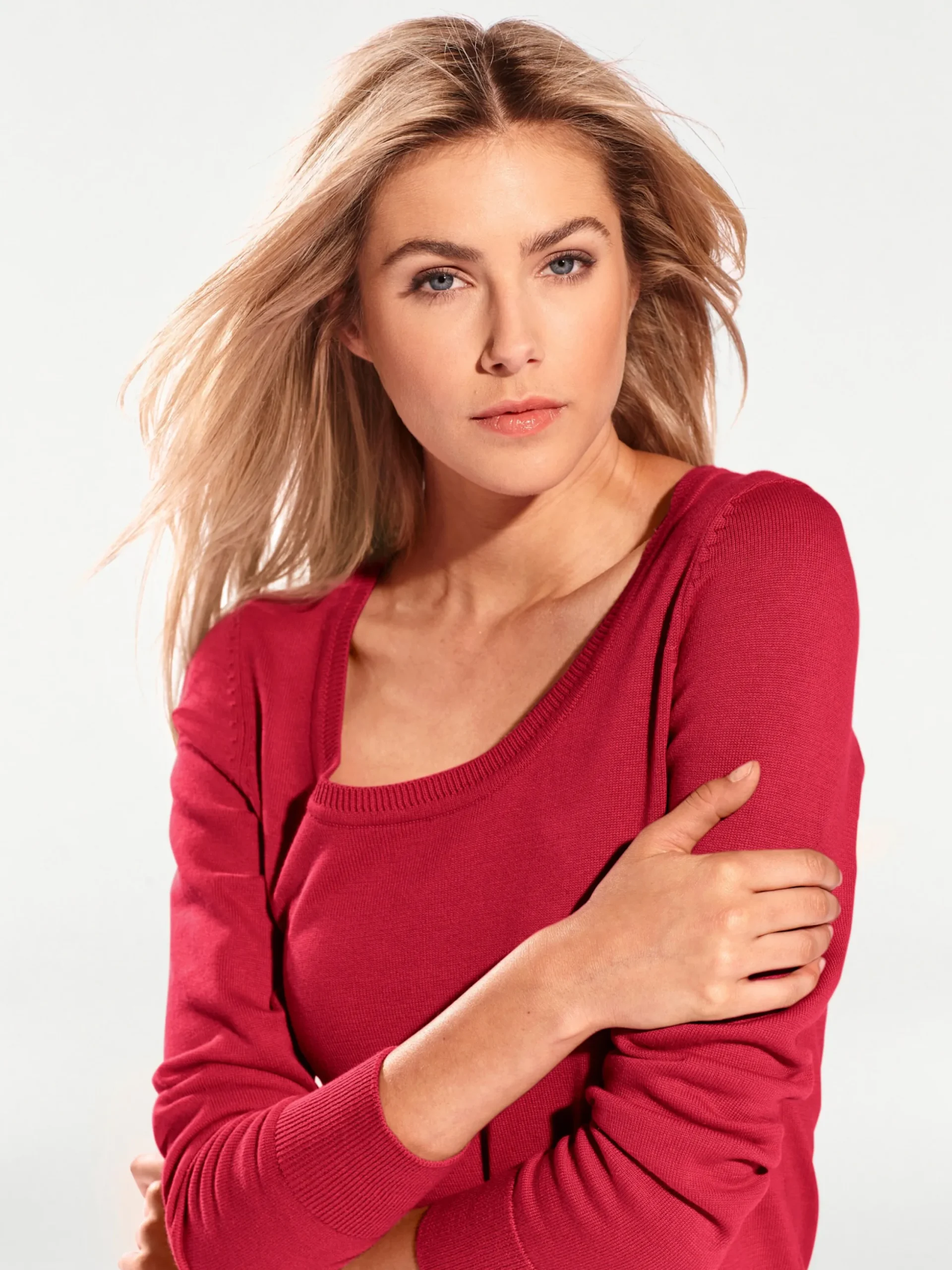 Basics|Pullover|heine Rundhalspullover aus Feinstrick rot