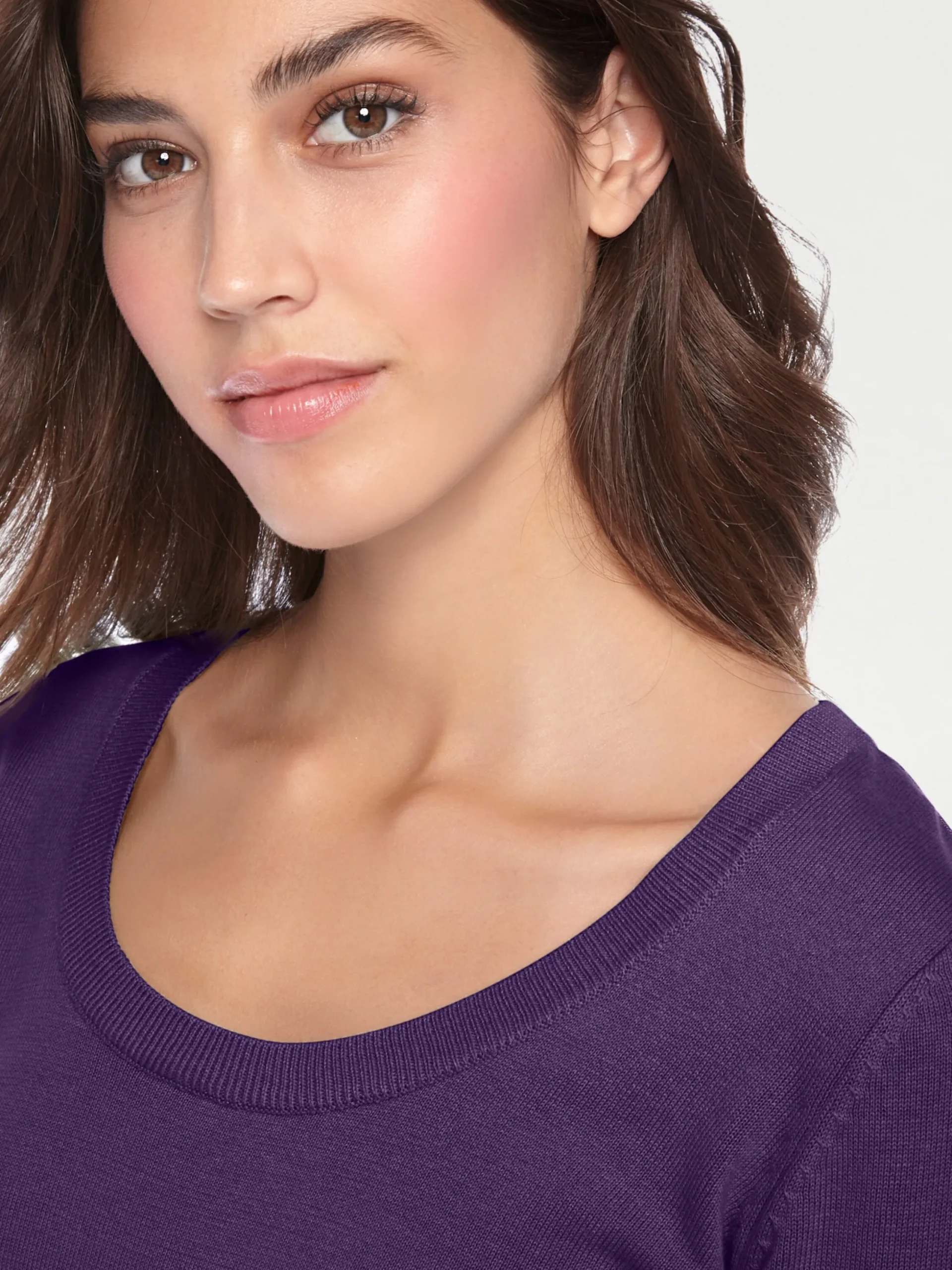 Basics|Pullover|heine Rundhalspullover aus Feinstrick pflaume