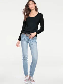 Pullover|heine Rundhalspullover aus Feinstrick schwarz