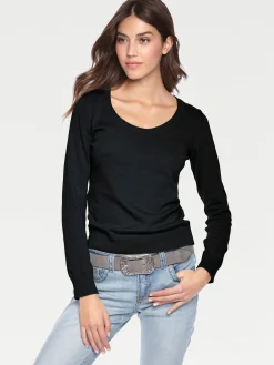 Pullover|heine Rundhalspullover aus Feinstrick schwarz