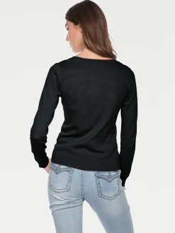 Pullover|heine Rundhalspullover aus Feinstrick schwarz