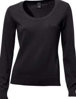 Pullover|heine Rundhalspullover aus Feinstrick schwarz
