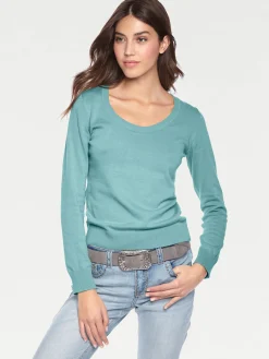 Pullover|heine Rundhalspullover aus Feinstrick aqua
