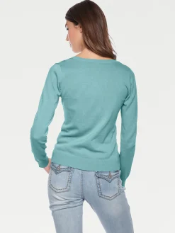 Pullover|heine Rundhalspullover aus Feinstrick aqua