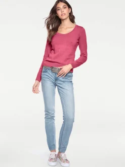 Basics|Pullover|heine Rundhalspullover aus Feinstrick pink