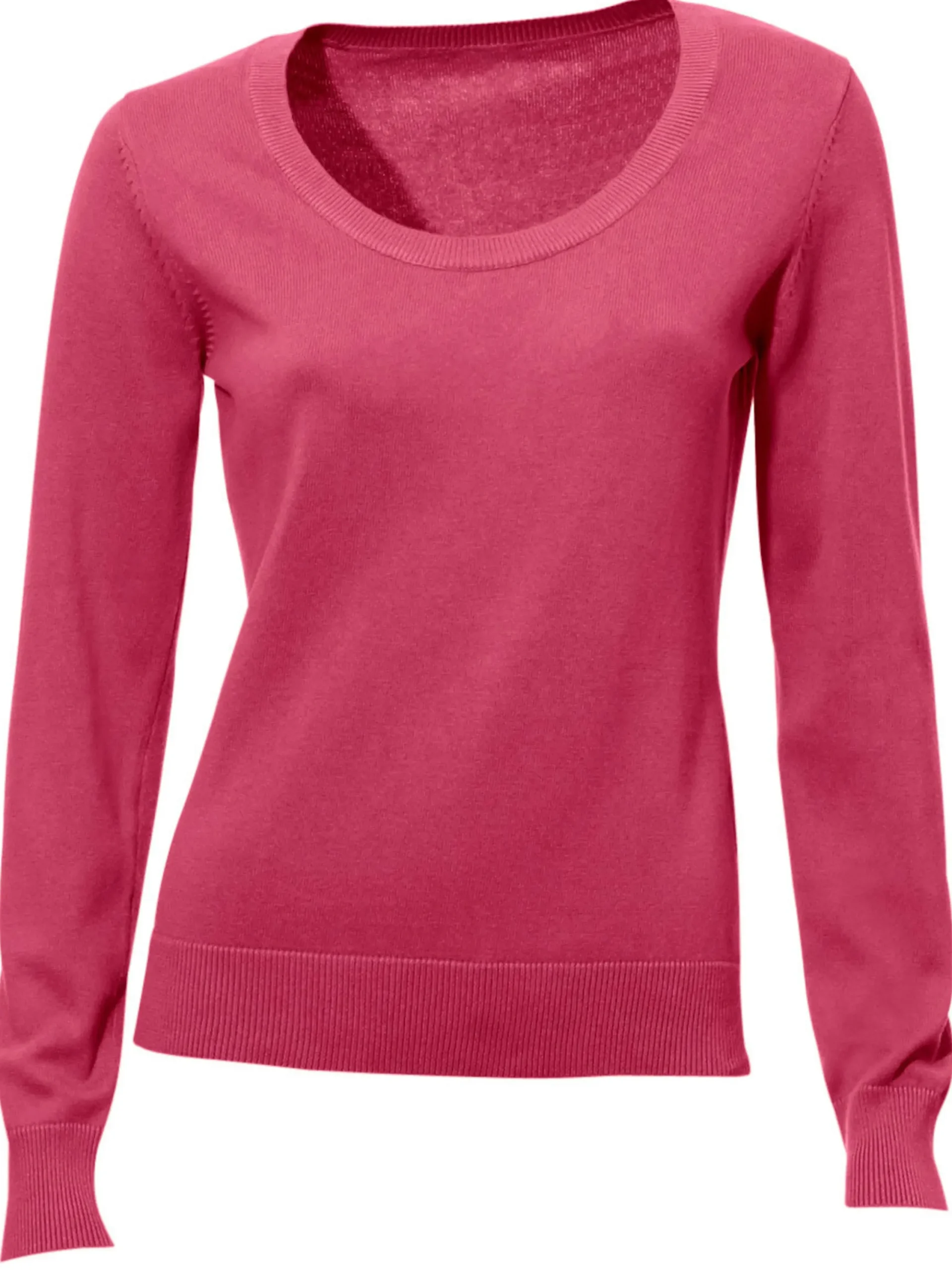Basics|Pullover|heine Rundhalspullover aus Feinstrick pink