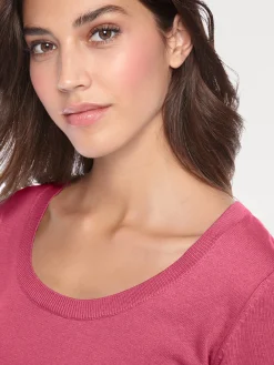 Basics|Pullover|heine Rundhalspullover aus Feinstrick pink