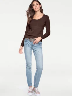 Basics|Pullover|heine Rundhalspullover aus Feinstrick schokobraun