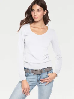 Pullover|heine Rundhalspullover aus Feinstrick weiß