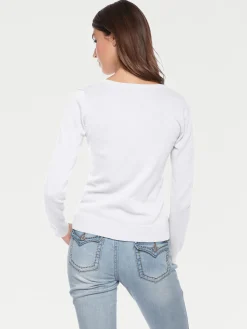 Pullover|heine Rundhalspullover aus Feinstrick weiß