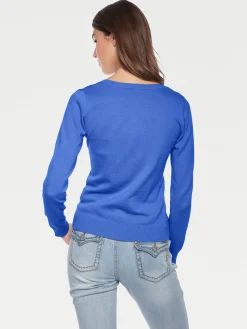 Basics|Pullover|heine Rundhalspullover aus Feinstrick royalblau