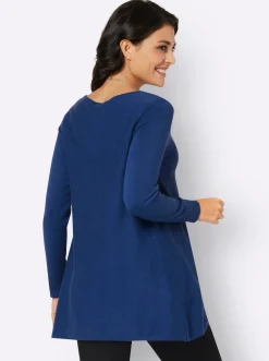 Basics|Pullover| Rundhalspullover im Viskose-Baumwoll-Mix royalblau