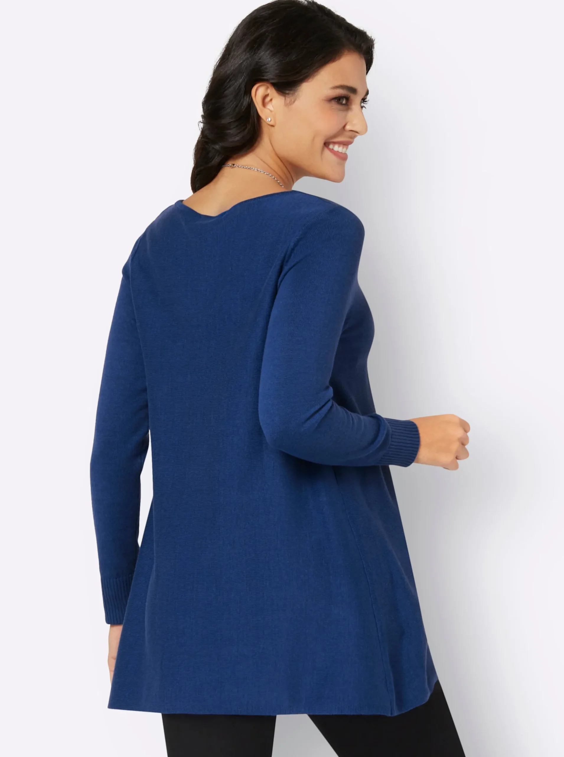 Basics|Pullover| Rundhalspullover im Viskose-Baumwoll-Mix royalblau