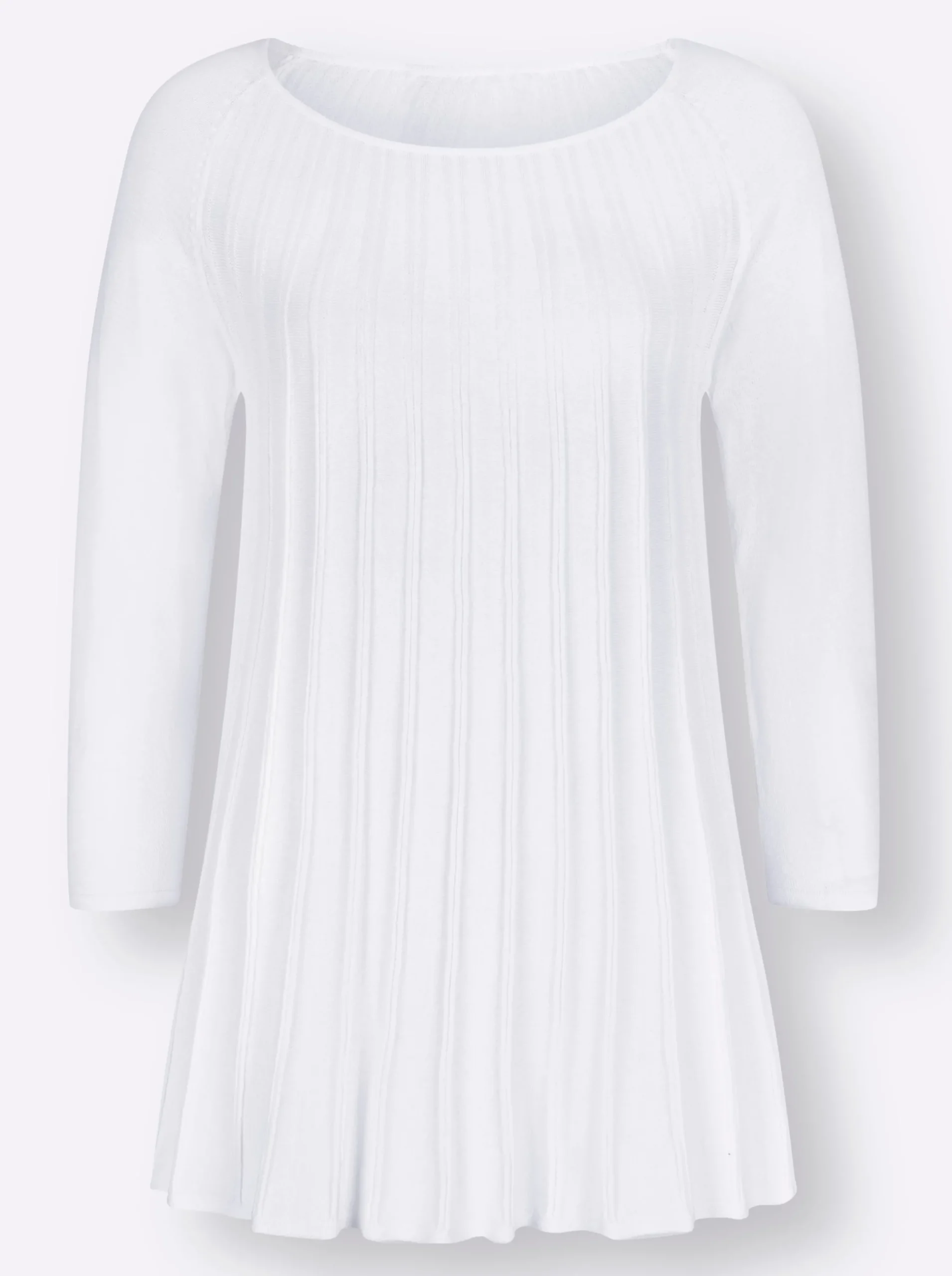 Pullover| Rundhalspullover in A-Form weiß