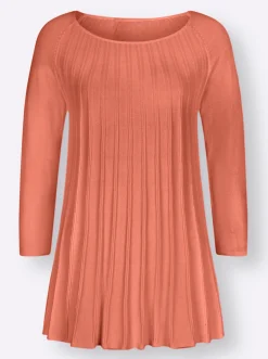 Pullover| Rundhalspullover in A-Form papaya