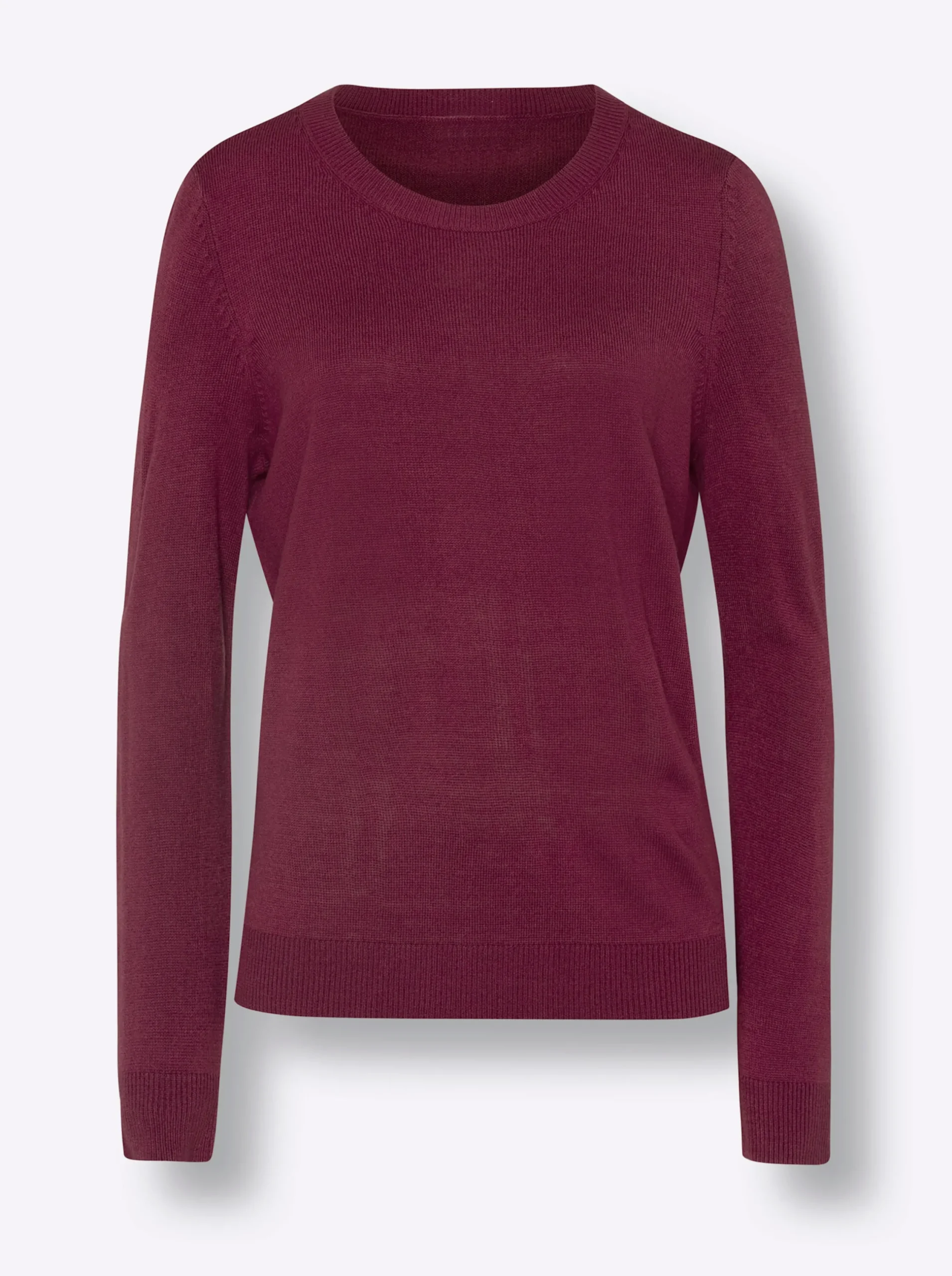 Basics|Pullover| Rundhalspullover in Form gestrickt, wärmend bordeaux
