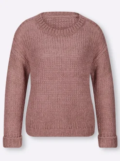 Pullover|heine Rundhalspullover in Melange-Optik altrosa-taupe-meliert