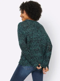 Pullover|heine Rundhalspullover in Melange-Optik schwarz-ozean-meliert