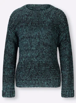 Pullover|heine Rundhalspullover in Melange-Optik schwarz-ozean-meliert