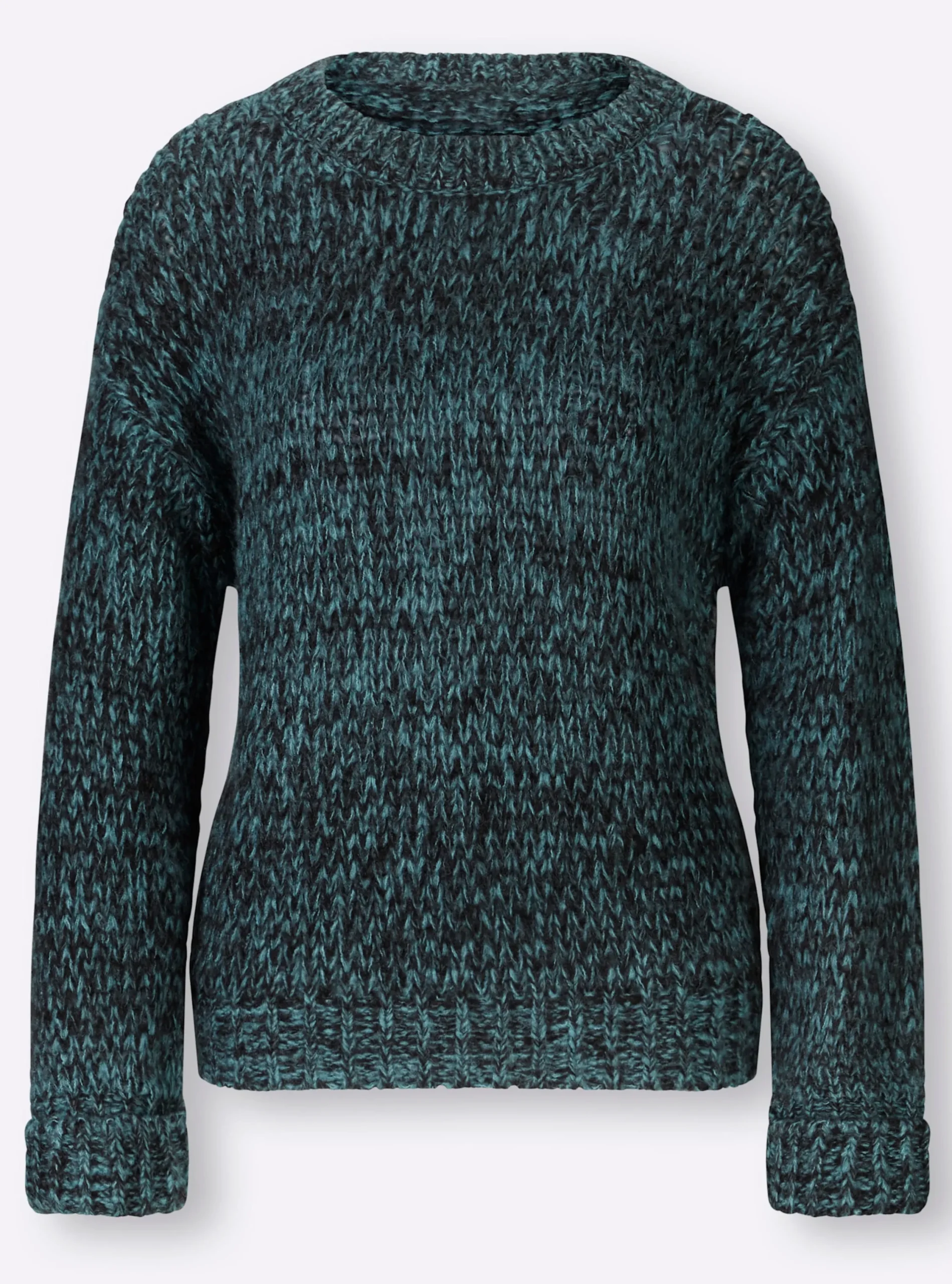 Pullover|heine Rundhalspullover in Melange-Optik schwarz-ozean-meliert