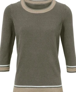 Pullover|heine Rundhalspullover mit Glanzgarn oliv
