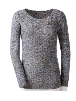 Pullover| Rundhalspullover mit Multicolor-Garn jeansblau-gemustert
