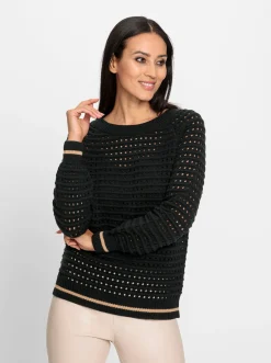 Pullover|heine Rundhalspullover mit Schurwolle schwarz