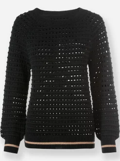 Pullover|heine Rundhalspullover mit Schurwolle schwarz