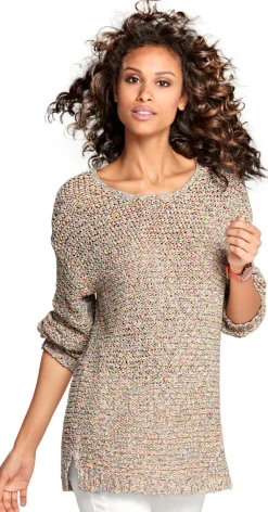 Pullover|heine Rundhalspullover mit Seitenschlitzen bunt