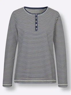 Shirts|CREATION L PREMIUM Rundhalsshirt marine-ecru-geringelt