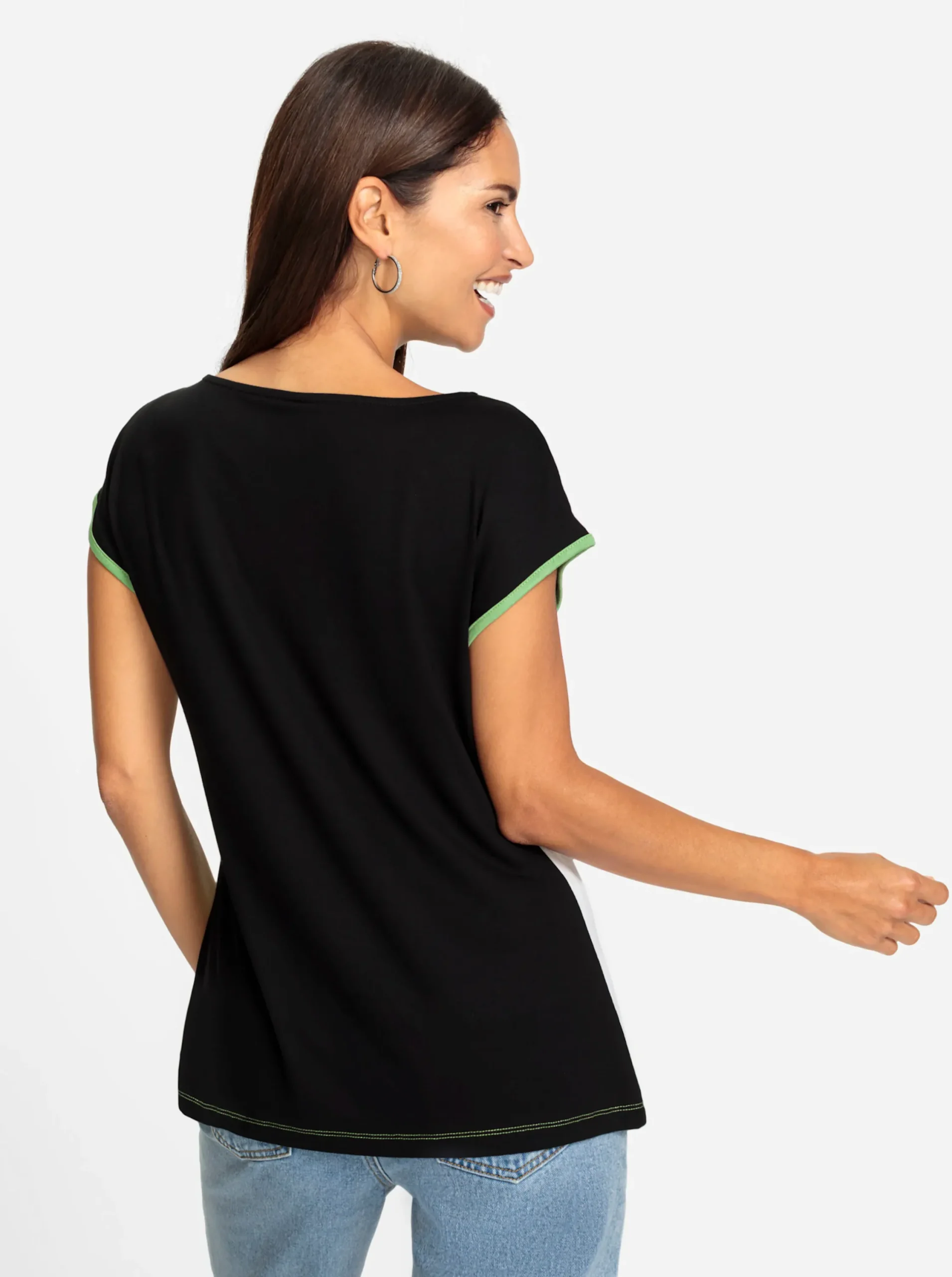 Shirts| Rundhalsshirt schwarz-apfel-gemustert