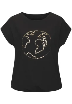 Strandmode|Vivance Rundhalsshirt schwarz