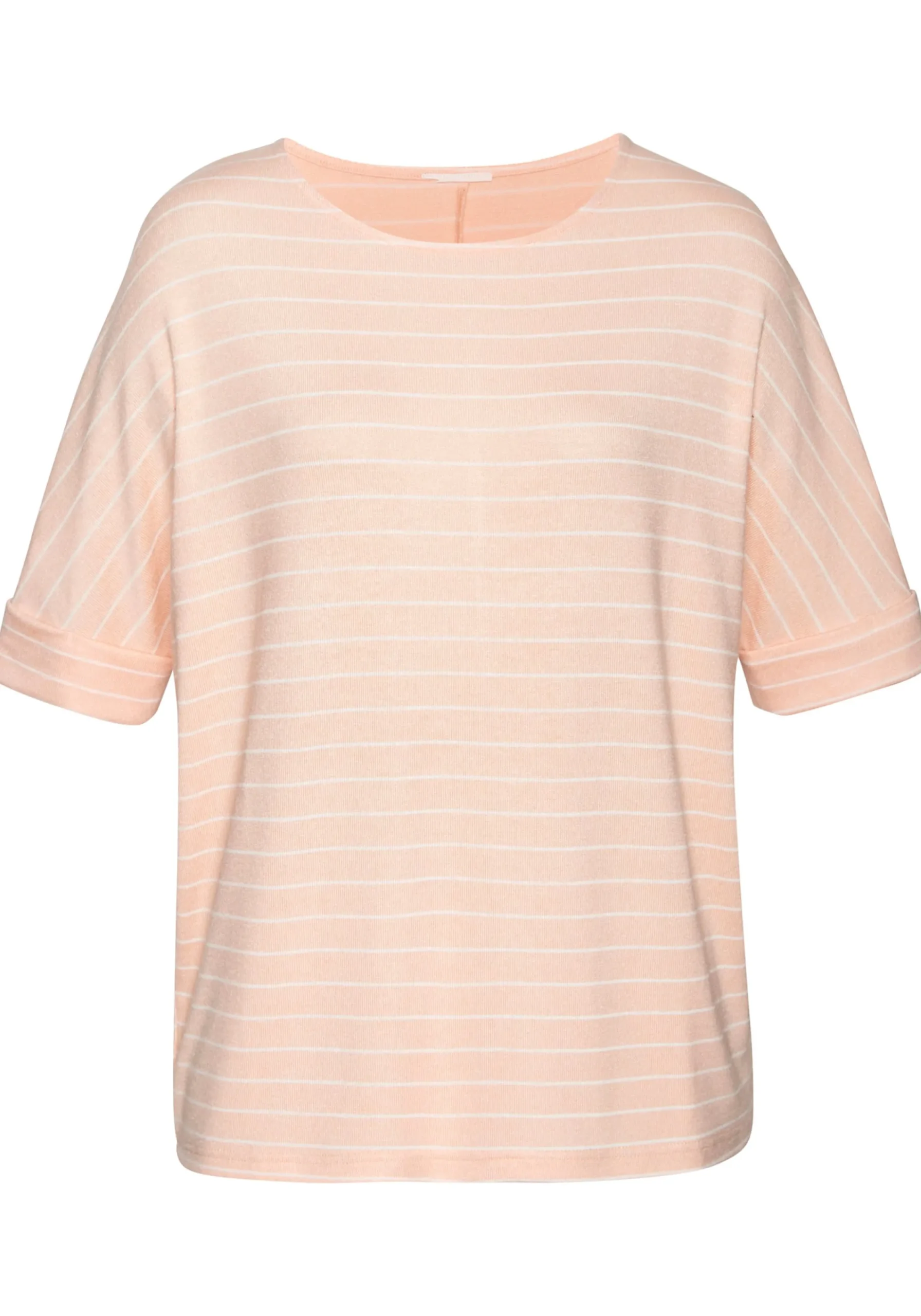 Strandmode|LASCANA Rundhalsshirt peachgestreift