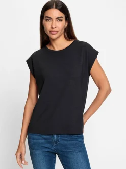 Shirts|heine Rundhalsshirt mit überschnittenen Schultern schwarz
