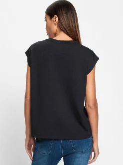 Shirts|heine Rundhalsshirt mit überschnittenen Schultern schwarz