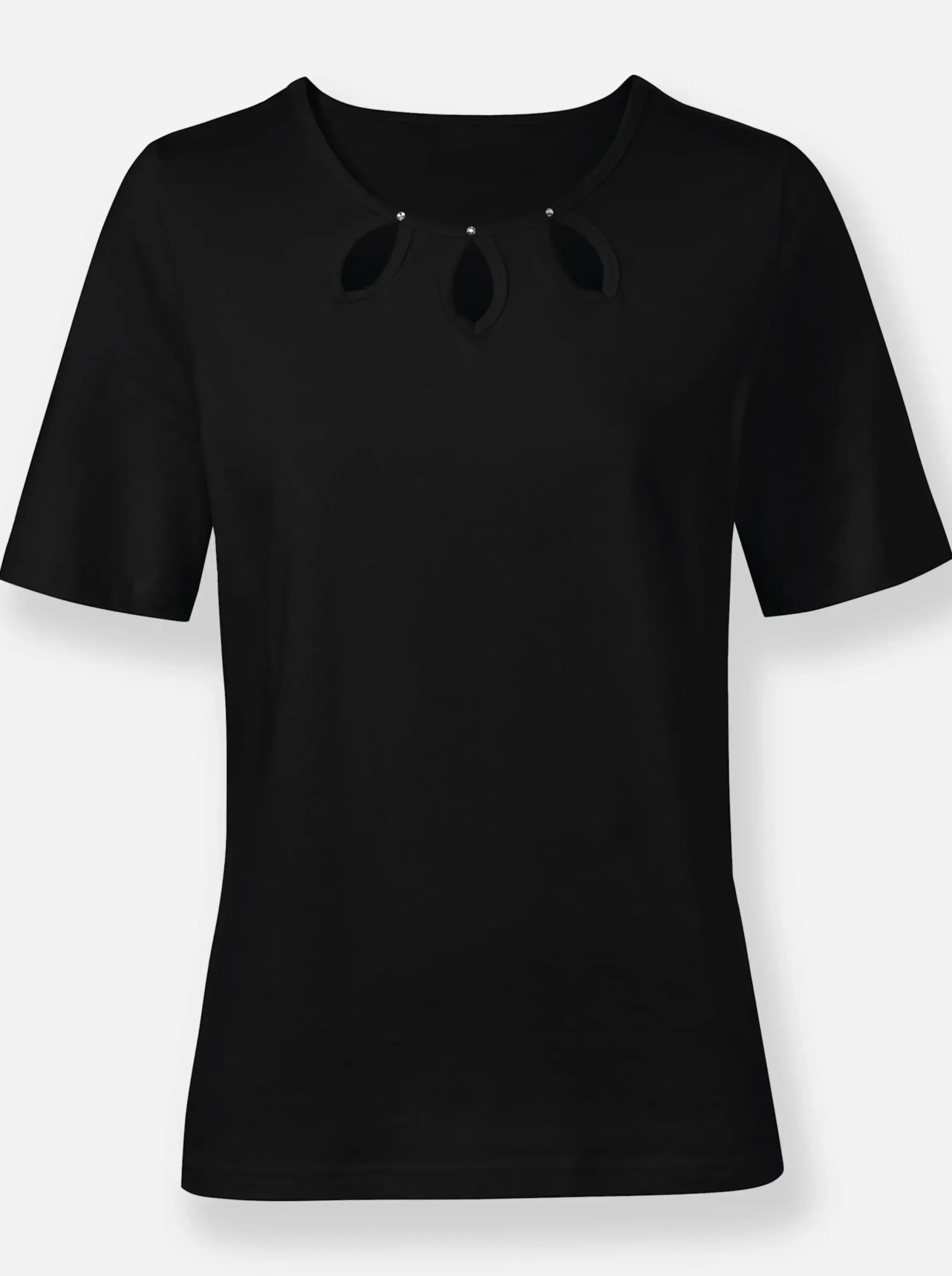 Shirts| Rundhalsshirt mit Cut-outs schwarz