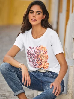 Shirts|heine Rundhalsshirt mit Druckmotiv weiß